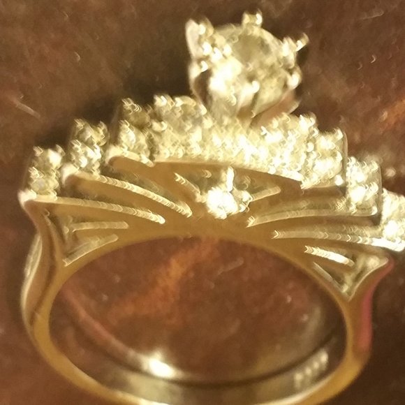 WHITE TOPAZ 2 PIECE RING SET SIZE 7 3/4 - Picture 10 of 15